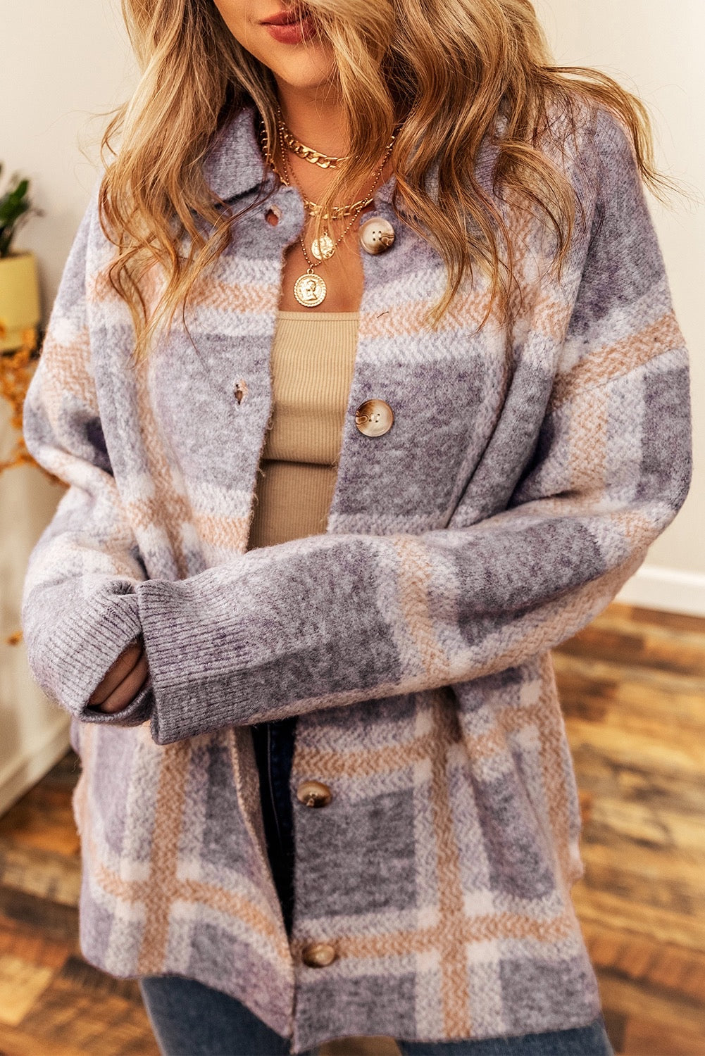 Soft Plaid Sweater Cardigan SALE